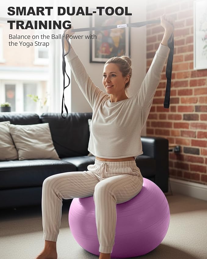 Trideer Exercise Ball for Yoga, Pilates & Fitness – Stability Ball Equipment for Home Gym & Office Chair, Core & Balance Training Accessories, Physical Therapy Equipment, Quick Pump Included, 5 Sizes