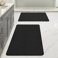 MIULEE Set of 2 Ultra Thin Bathroom Rugs, Rubber Bath Mats for Bathroom Non Slip, Quick Dry Absorbent Bath Rug Machine Washable, Fit Under Door, Shower, Sink, Halloween Home Decor, Black, 20x32 Inch