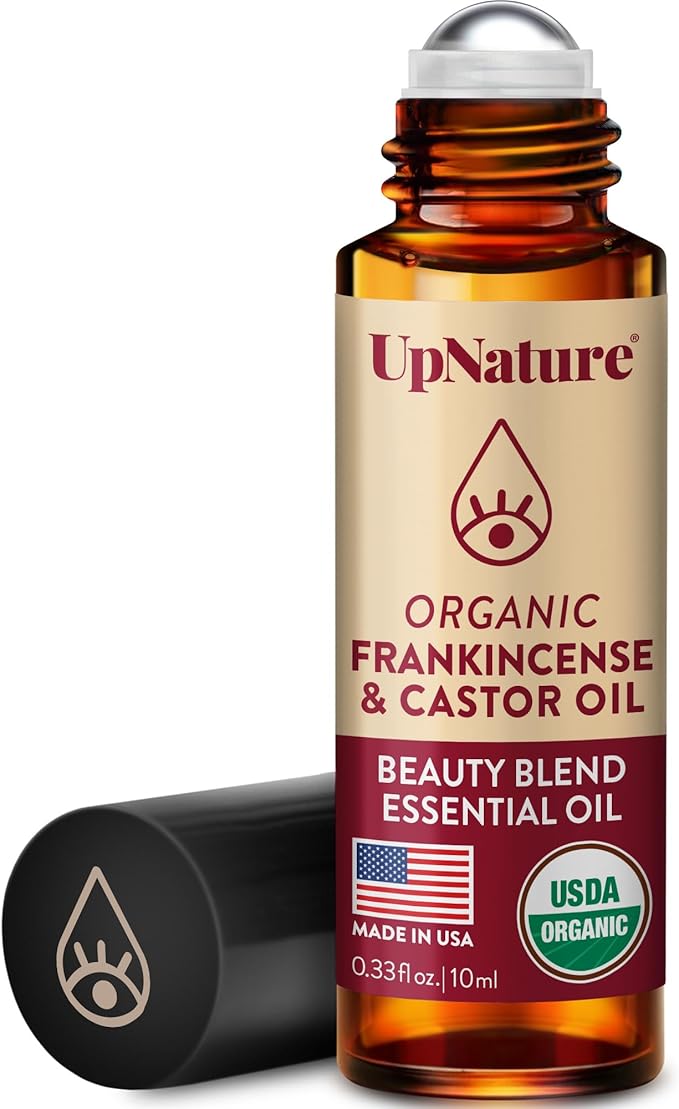 UpNature Organic Castor Oil and Frankincense Eye Roller – 100% Organic Castor Frankincense Oil for Face - Puffy Eyes Beauty Roll On