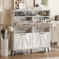 Shoe Cabinet with 4 Flip Drawers,Farmhouse Shoe Storage Cabinet for Entryway,Narrow Freestanding Organizer Rack with Open Shelves for Foyer,Hallway,White