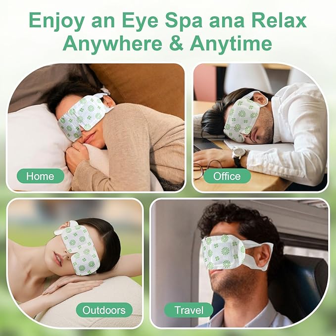 20 Packs Steam Eye Mask, Unscented Steam Eye Masks Disposable, Self-Heating Relief Heated Eye Mask for Fatigue, Perfect for Home, Sleep, Spa & Travel