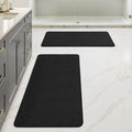 MIULEE Set of 2 Ultra Thin Bathroom Rugs, Rubber Bath Mats for Bathroom Non Slip, Quick Dry Absorbent Bath Rug Machine Washable, Fit Under Door, Shower, Sink, Halloween Home Decor, Black, 17x35 Inch