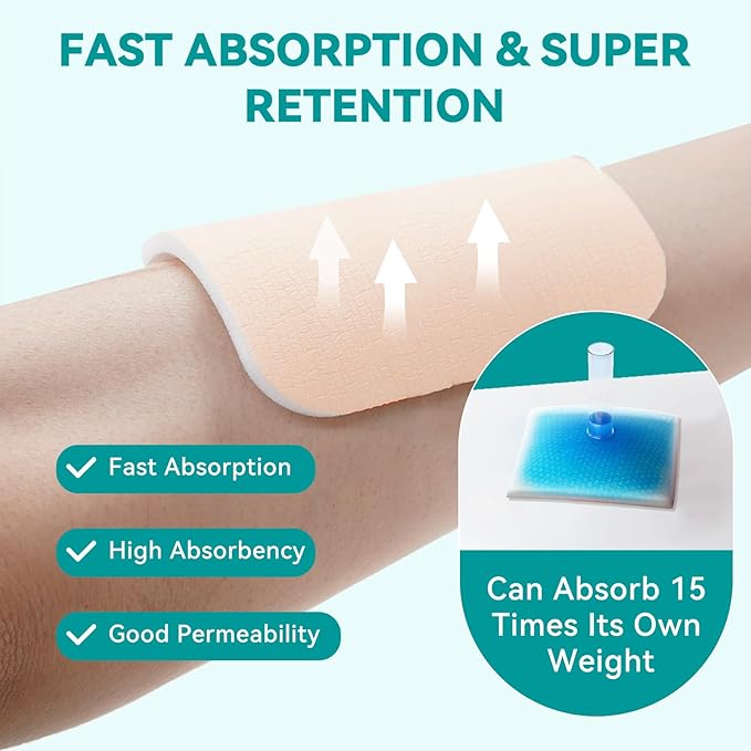 Dimora Silicone Foam Dressing Without Border 10 Pack- 3"x 3" Highly Absorbent Adhesive Waterproof Bandages for Wounds, Cuttable Pads for Wound Care and Dressings