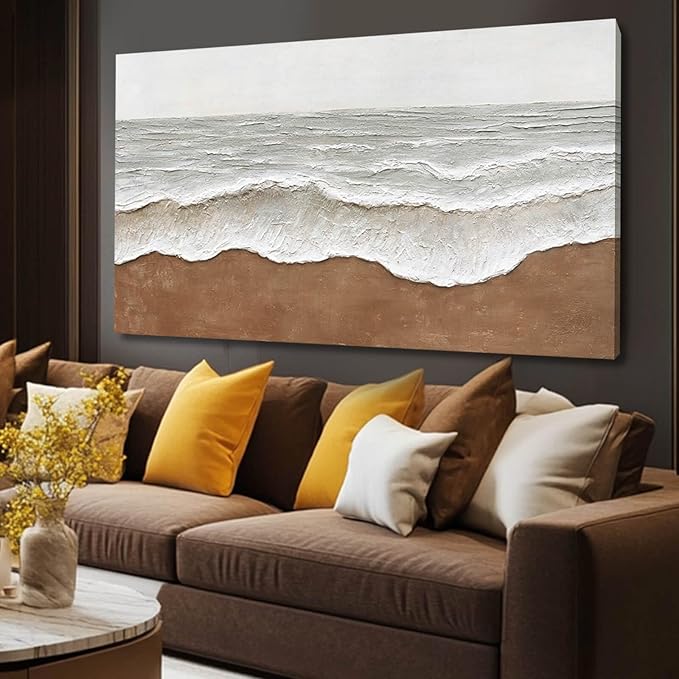 Artexist Seascape Wall Painting Landscape Home Wall Art Grey 24"x48" Wall Decor for Bedroom, Office