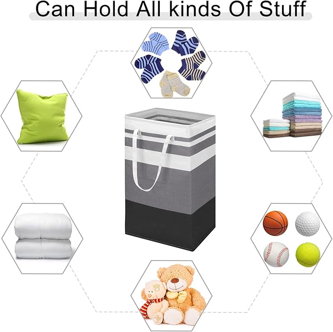 Foaincore 6 Pieces 75L Laundry Hamper Basket Organizer Large Laundry Bag Bulk Waterproof Collapsible Clothe Storage with Handles for Dorm Room Bedroom Towels(Black, Gray, White)