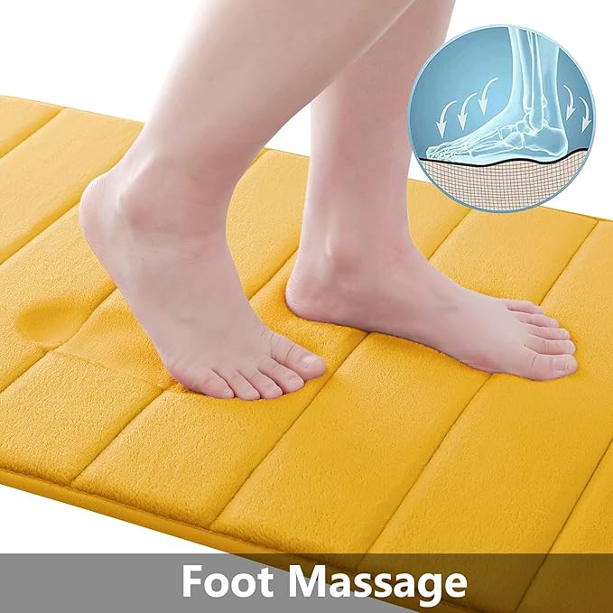 Buganda Memory Foam Bath Mat, 59" x 20", Ultra Soft and Non-Slip Bathroom Rugs, Water Absorbent and Machine Washable Bath Rug Runner for Bathroom, Shower, and Tub, Yellow
