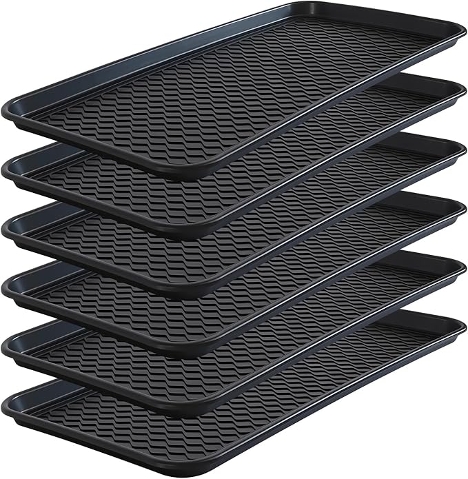 Boot Tray for Entryway, 6 Pack Waterproof Shoe Trays for Indoor Outdoor Use 30"x15" Durable Shoe Mat with Raised Edge, Non-Slip Tray for Boots, Pets, Garden & Muddy Shoes
