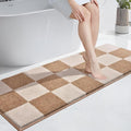 PURRUGS Bathroom Rug Non-Slip Machine Washable 24" x 60", Super Absorbent and Quick-Dry Bath Mat, Extra Soft and Plush Bath Rug for Shower, Bathtub and Sink, Beige & Grayish Brown