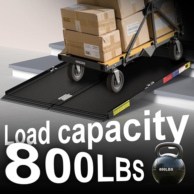 3FT Portable Wheelchair Ramp with Quick-Lock, Black Seamless Non-Slip Aluminum Folding Handicap Ramp,Threshold Ramp for Doorways, Wheel Chair Ramp for Home Steps, Loading Dock Plates