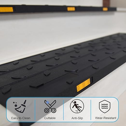 OrangeStar 5 Pack Stair Treads for Wooden Steps, 10" x 36" Non Slip Rubber Stair Mats Step Mat w/Nosing for Indoor, Outdoor