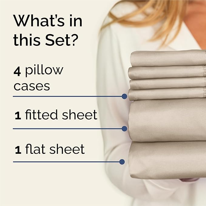 King 6 Piece Sheet Set - Cooling & Breathable Bed Sheets - Hotel Luxury Bed Sheets for Women, Men, Kids & Teens - Comfy Bedding with Deep Pockets & Easy Fit - Soft and Wrinkle Free - King Wheat Sheets