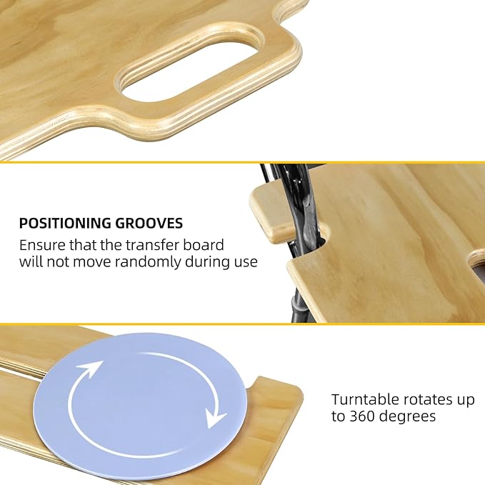 Transfer Board Patient Slide Assist Device for Transferring Patient Elderly, and Disabled from Wheelchair to Bed, Toilet, Bathtub, Sliding Boards Platform with Single Handle (33" x 12" x 0.7")