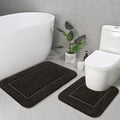 LOCHAS Bathroom Rug Set Brown, Soft Bath Rug Set 2 Piece, Toilet Mat U-Shaped 20x20 and 34x20 Bath Rugs, Quickly Dry Mats for Bathroom, Tub, Washable, Super Absorbent Floor Mat