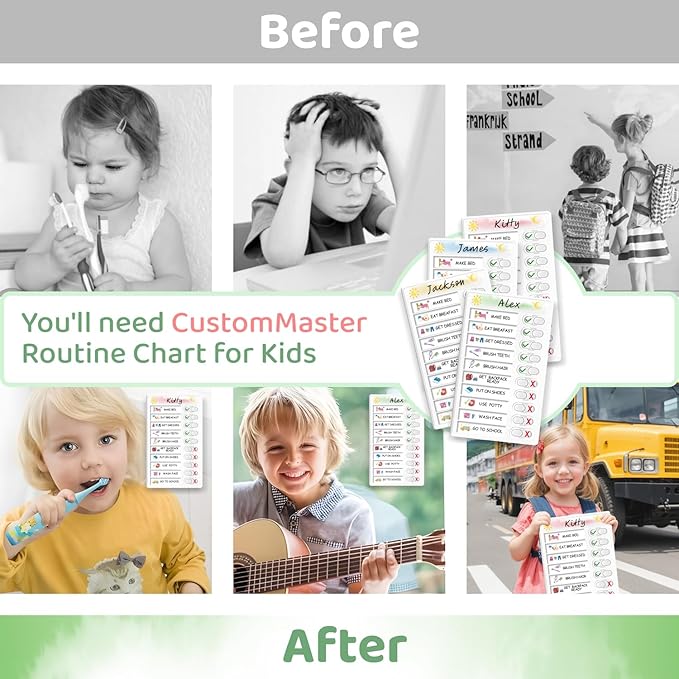 Upgraded Slider Dry Erase Chore Chart for Kids Multiple Kids, Whiteboard Magnetic Morning/Bedtime Routine Chart for Kid Toddlers Teens Adult, Visual Schedule for Kid with Autism