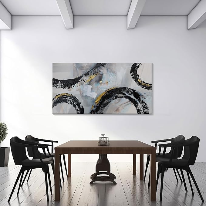 Black and White Wall Art, Large Abstract Graffiti Paintings Wall Pictures Modern Painting Artwork Prefer for Home Living Room Bedroom Kitchen Office Hallway Room Decor 24x48 In