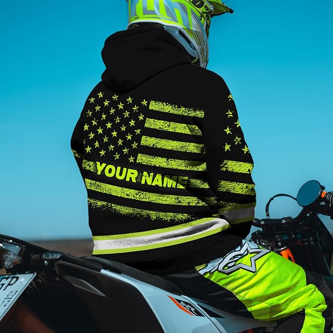 US Flag High Visibility Hoodie for Men Reflective Hoodie Safety Workwear for Worker Runner Patriotic ACC02