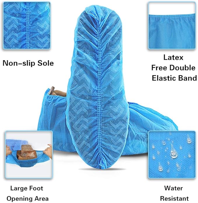Shoe Covers Disposable 200 Pack (100 Pairs) | Non-Slip, Durable, Indoor | Protect Your Home, Floors and Shoes