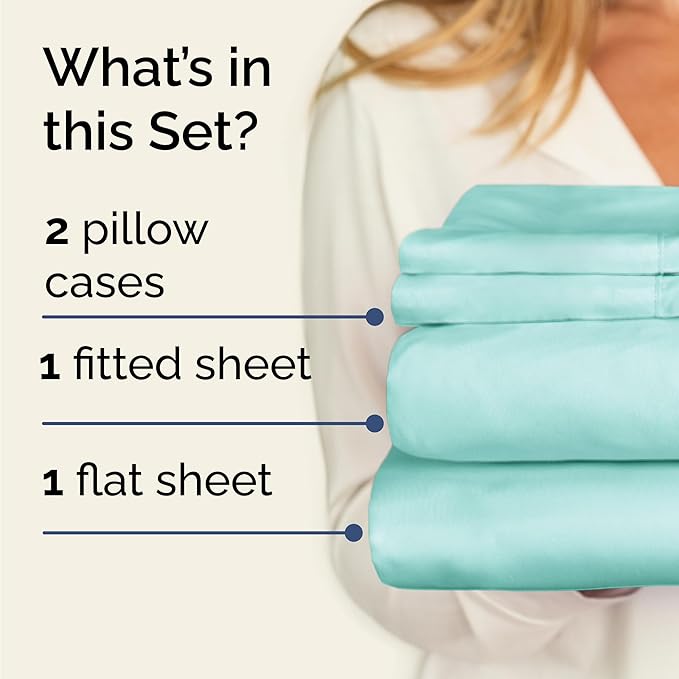 Twin 4 Piece Sheet Set - Cooling & Breathable Bed Sheets - Hotel Luxury Bed Sheets for Women, Men, Kids & Teens - Comfy Bedding w/Deep Pockets & Easy Fit - Soft & Wrinkle Free - Twin Spa Blue Sheets