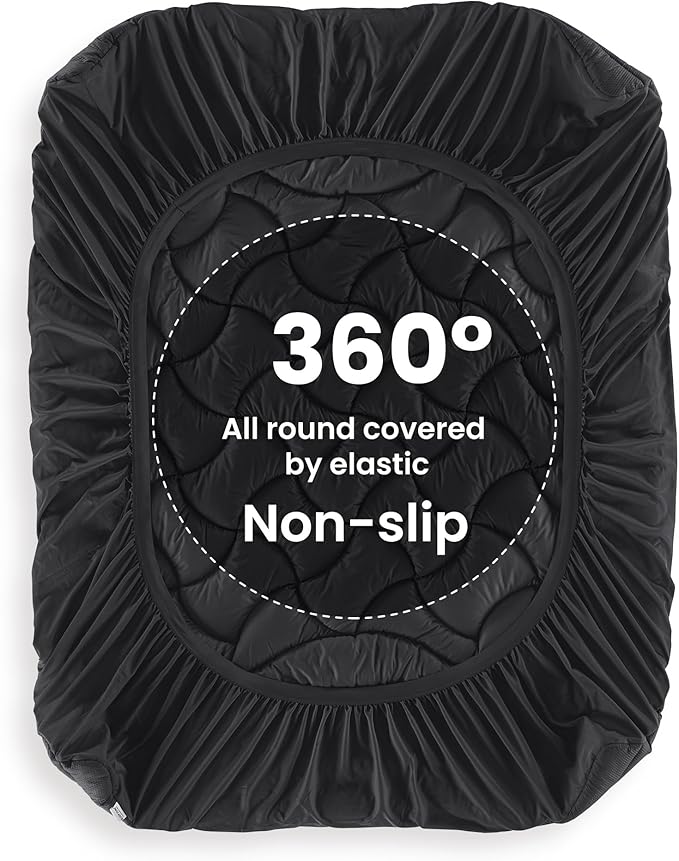 SLEEP ZONE Full Size Cooling Mattress Topper for Double Bed, Premium Zoned Cool Mattress Pad Cover, Padded Mattress Protector Breathable Washable, Deep Pocket 8-21" (Black, Full)