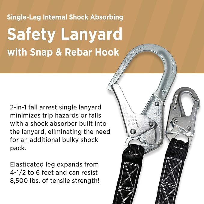 AFP Demon Comfortable Fall Protection Harness Kit – OSHA/ANSI PPE Full Body Safety Harness for Construction Work