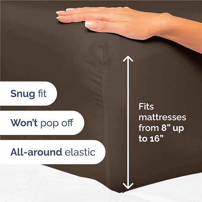 Full 6 Piece Sheet Set - Cooling & Breathable Bed Sheets - Hotel Luxury Bed Sheets for Women, Men, Kids & Teens - Comfy Bedding with Deep Pockets & Easy Fit - Soft and Wrinkle Free - Full Brown Sheets
