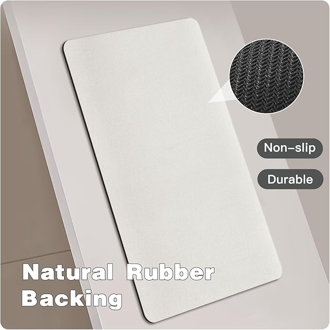 White Bath Mat, Bathroom Rugs Non Slip Washable Thin Absorbent Quick Dry Bath Mat Fits Under Door Bathroom Floor Mat Perfect for Bath, Shower, or Sink 36"x48" White