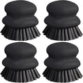Dish Brush with Handle, Kitchen Scrub Brushes for Cleaning, Dish Scrubber with Nylon bristles for Sink, Pots, Pans(4Pack Black Nylon bristles)