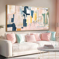 Artexist Pink Abstract Canvas Wall Art 24"x48" Office Decor Framed Wall Decor