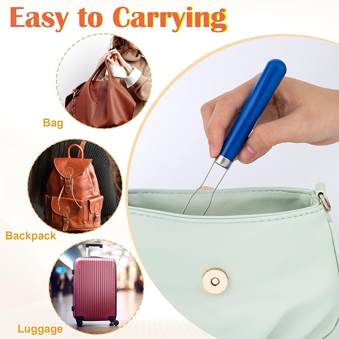 Easy Button Hook, Steel Button Helper Tool for Elderly, Wide Plastic Handle Buttons Fastener Device Assist Dressing Aid Tool for Seniors One Hand - 1 Pack, Blue