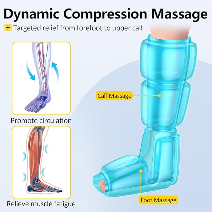Comfytemp Air Compression Therapy Device K1011, Cordless Leg Massager for Circulation and Pain Relief, Portable Foot and Calf Massage Boot, Christmas Gift for Dad Men Mom Women Seniors (1 Pack)