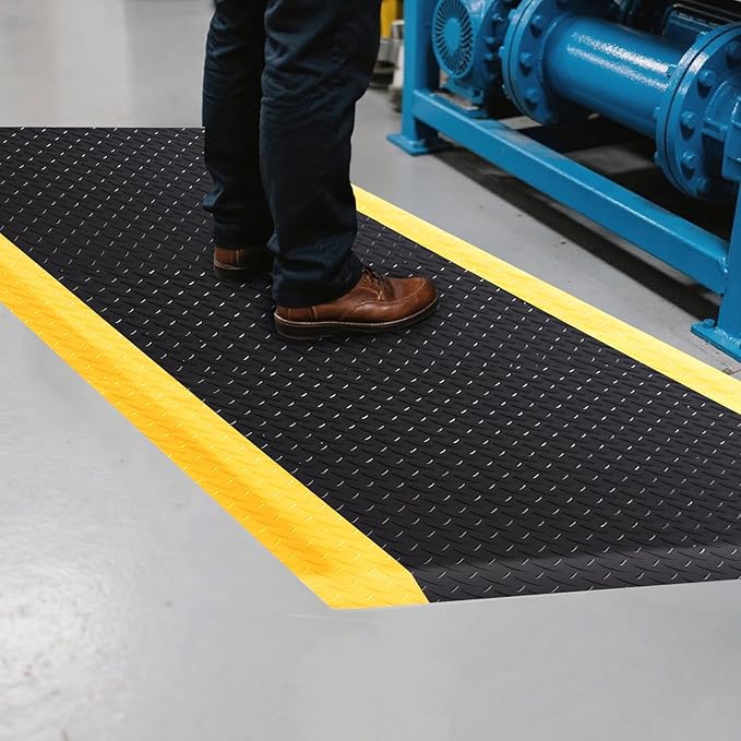 70" x 24" Anti-Fatigue Mat ESD Conductive Pad with Ground Wire, Ergonomic Standing Floor Anti Static Mat Heavy-Duty Diamond Plate Surface for Commercial & Industrial Work, Thick 3/4''