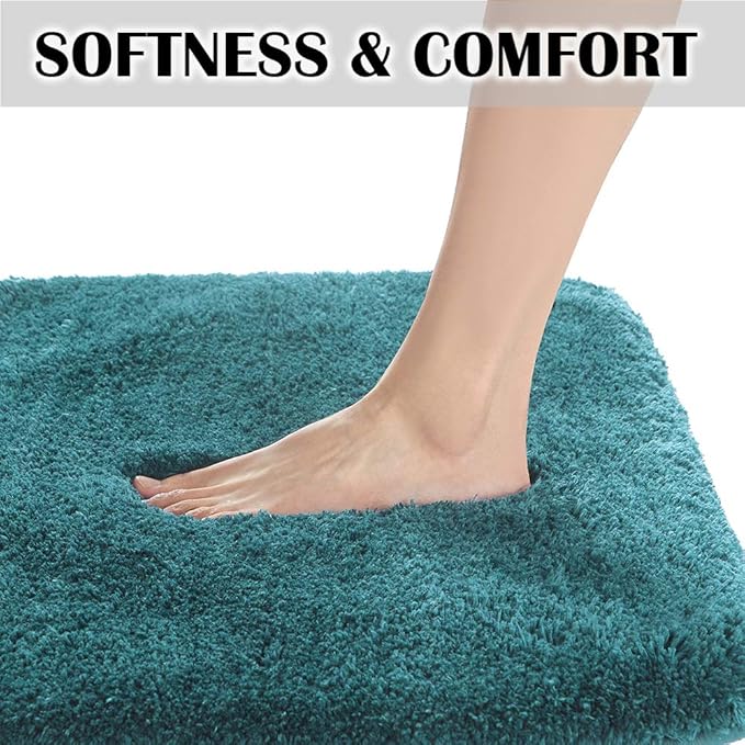 Suchtale Large Bathroom Rug Extra Soft and Absorbent Shaggy Bath Mat Machine Washable Microfiber Bathroom Non Slip Mat for Bath Floor Mats - Rubber Back (24 x 60 Teal)
