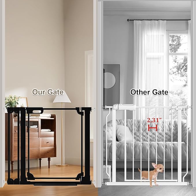 WAOWAO Clear Baby Gate for Stairs Modern Design Acrylic Auto Close Pet Gate, 29.52-47.24" Wide Safety Baby Gate for Doorways,Black Clear Dog Gates Indoor,Hallways,Kitchen