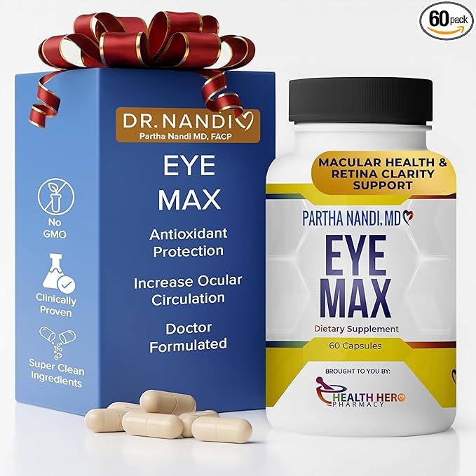 Eye Max Vision Supplement – Supports Macular Health, Retina Clarity & Blue Light Protection – Lutein, Zeaxanthin, Lycopene & Zinc – Antioxidant Eye Vitamin Formula – 60 Capsules