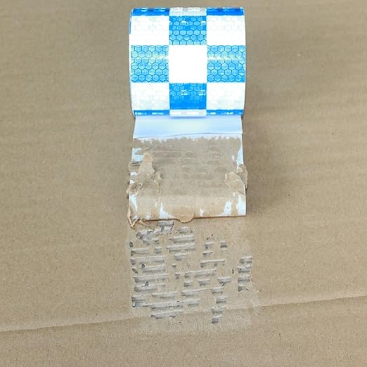 Blue and White Reflective Tape Outdoor Waterproof 3 inch X 10 feet, High Visibility Hazard Conspicuity Safety Industrial Marking Tape