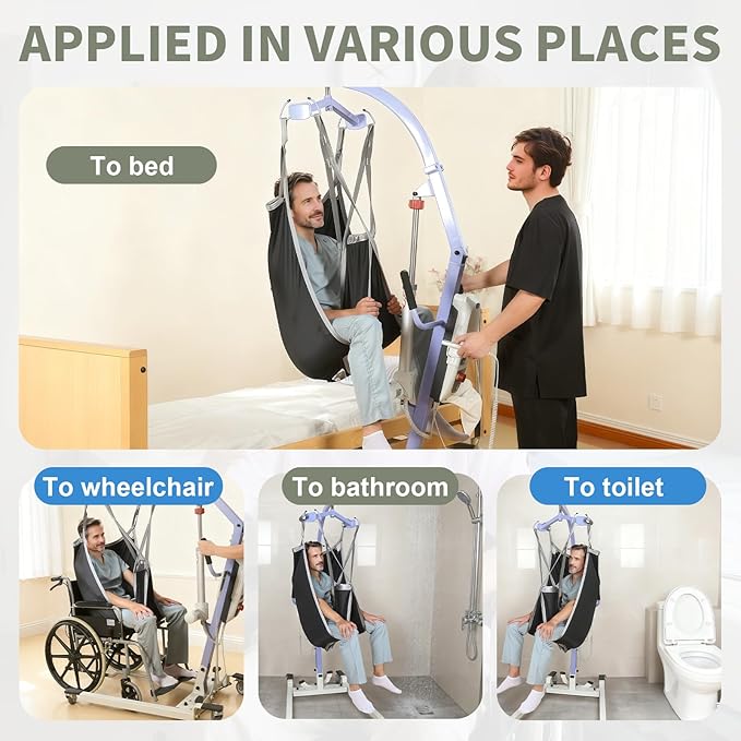 Patient Lift Divided Leg Sling – Heavy Duty 500 lbs Capacity, Easy Hygiene Access with Handles & Pocket, Machine Washable – Small/Medium/Large for Elderly, Disabled & Bariatric Care (Black, S)