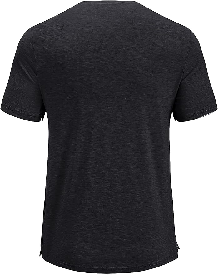 Poriff Men's Post Shoulder Surgery Recovery Shirts Full Tear Away Short Sleeve Snap Chemo Port Access Shirt
