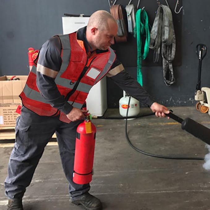 High Vis Safety Vest Reflective Strips, Multi-Pocket Design, Available in Yellow,Orange,black,Pink,blue,Red,purple
