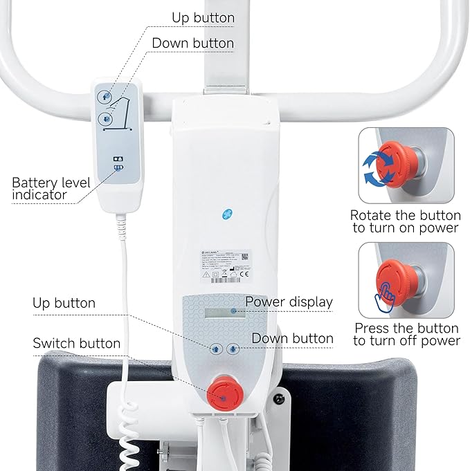 Stand Up Electric Patient Lift, Sit to Stand, Electric Power Patient Lift, Full Body Patient Transfer Lifter for Home Use and Facilities, 400 lb. Weight Capacity. Rechargeable Battery