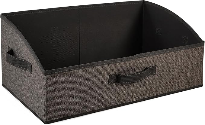 DAYARD Fabric Bins [1-Pack], Trapezoid Storage Bins with Handles, Foldable Baskets Storage Boxes for Shelves, Closet, Bookshelf, Organizer Containers, 20 x 11 x 8 inch Coffee…