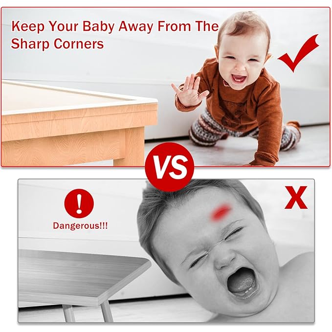 Baby Proofing,Clear Edge Protector Strip,19.7ft(6m) Pre-Tape Silicone Soft Corner Protectors for Kids,Corner Protectors with Upgraded Pre-Taped Strong Adhesive,Against Sharp Corner for Table,Cabinet