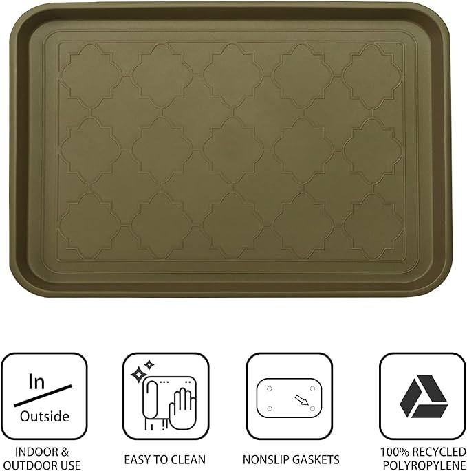 Boot Tray for Entryway Indoor, Heavy Duty Shoe Mat Tray 2 Packs, 16.7"x12.8" Waterproof Mat with Raised Edge, Outdoor Multi-Purpose for Boots, Shoes, Garden