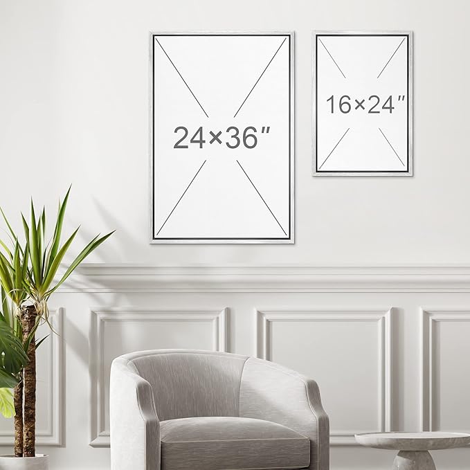 MUDECOR Framed Wall Art Print Set Brown and Gray Grunge Paint Stroke Landscape Abstract Shapes Illustrations Modern Minimalist Chic Relax/Calm for Living Room, Bedroom, Office - 24"x36"x2 White