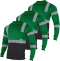 VENDACE 3pcs Safety T Shirts Reflective High Visibility Hi Vis Long Sleeve Construction Work Shirts for Men Class 3