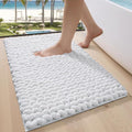 LUMI Luxury Bathroom Rug, Ultra Soft Quick Dry Bath Mat, Non-Slip Absorbent Thick Chenille Bath Rug, Cozy Braid Design Floor Mat for Bathtub, Sink, Laundry, Bedroom, White, 17"x30"