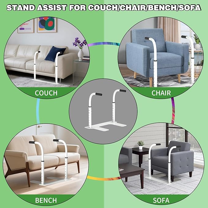 Heavy Duty Couch Stand Assist, Height & Width Adjustable Standing aid & Support Device, Chair/Sofa Stand Assist for Elderly Mobility & Daily Living Sit to Stand(400LBs Loading, White)