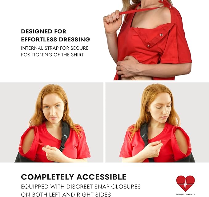 Inspired Comforts Unisex Post Surgery & Rehab V Neck Dual Access Snap Shirt