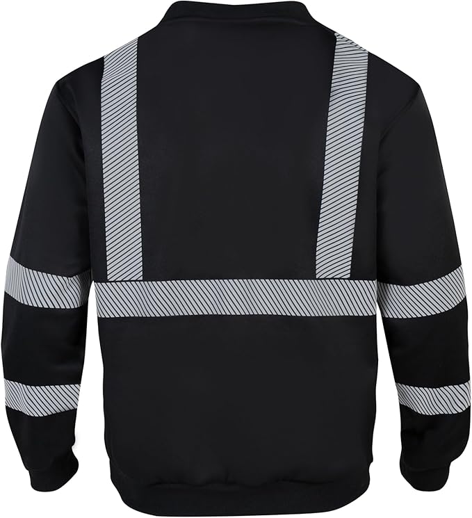 VENDACE Hi Vis Safety Sweatshirts for Men Reflective ANSI Class 3 High Visibility Construction Work Crew Sweatshirt No Hood