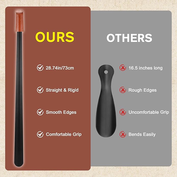 Redriver Metal Shoe Horn Long Handle for Seniors, Long Shoehorn, Shoe Spoon Helpers to Put on Your Shoes for Men Women