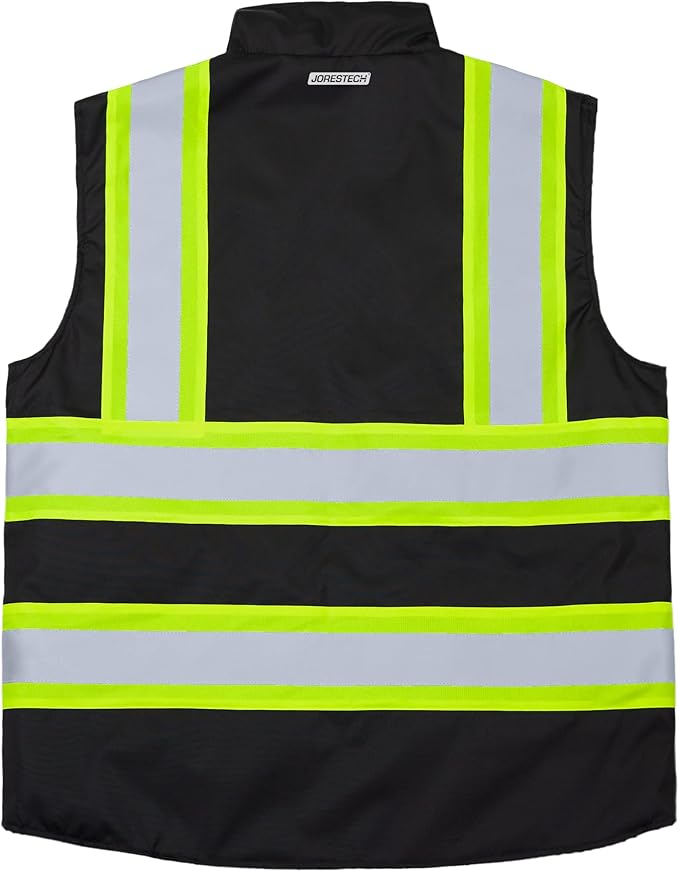 JORESTECH High Visibility Reversible Insulated Safety Vest with ANSI Compliant Reflective Tape Bodywarmer